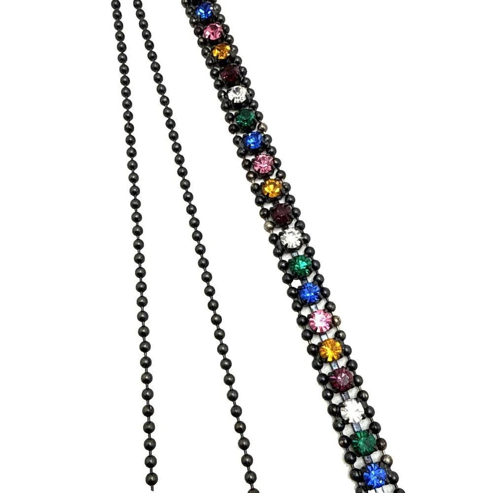New LOREN HOPE Multicolor Crystal Rhinestone Y-Drop Necklace 18-20
